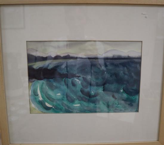 Barbara Tribe (Australian, 1913-2000), watercolour, Turbulent Sea, Winter, Forster Beach, New South Wales, Australia, signed, 18 x 28